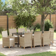 Set da Pranzo per Giardino 9 pcs Beige polyrattan 3381085