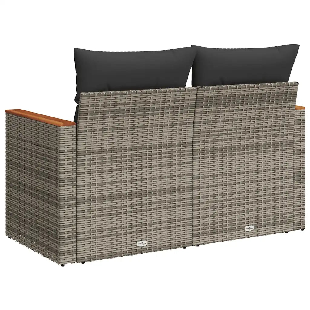 Divano da Giardino con Cuscini 2 Posti Grigio in Polyrattan 366128
