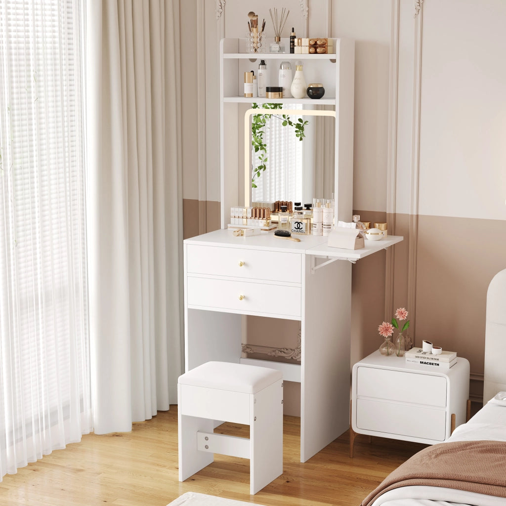 TOLETTA pieghevole con LED 75x45x156 cm MDF bianco
