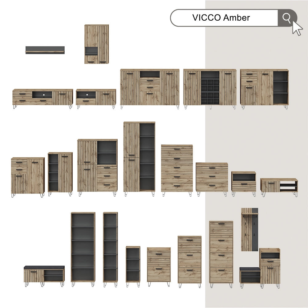 Vicco Scaffale Quercia Wotan 36 x 100 cm con 3 scomparti