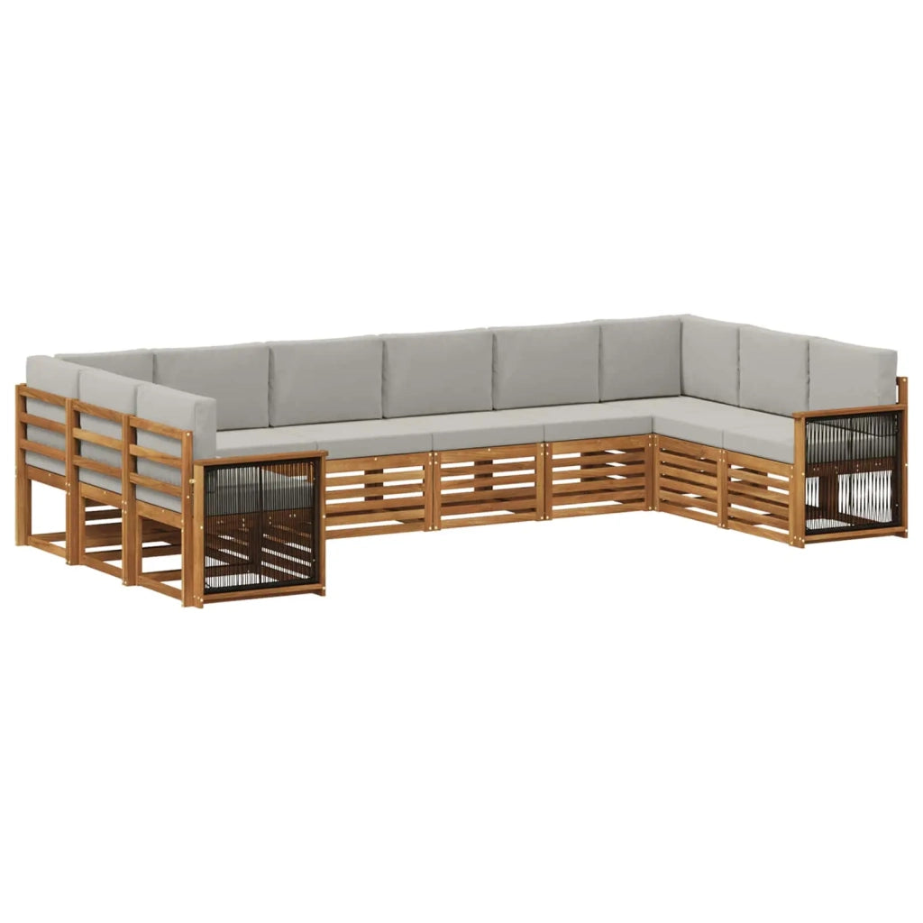 Set di divani da esterno 7 pz Naturale e Grigio Chiaro 3384892