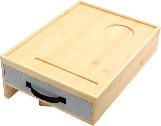Cassettiere da Parete in Bamboo per Letto con Guida Cavi - Supporto da Tavolo per Bambini e Camera da Letto