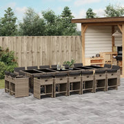 Set da Pranzo da Giardino 17pz con Cuscini Grigio in Polyrattan 3211244