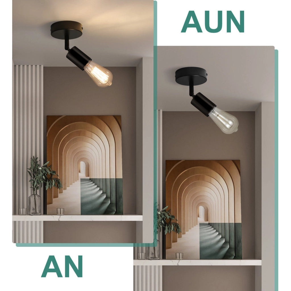 ZMH Faretto da soffitto LED neri 1 fiamma E27 vintage
