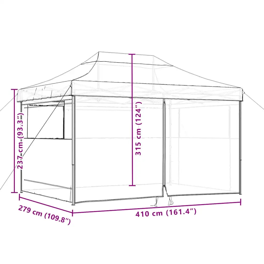 Tendone per Feste Pieghevole Pop-Up con 4 Pareti Nero 4005030