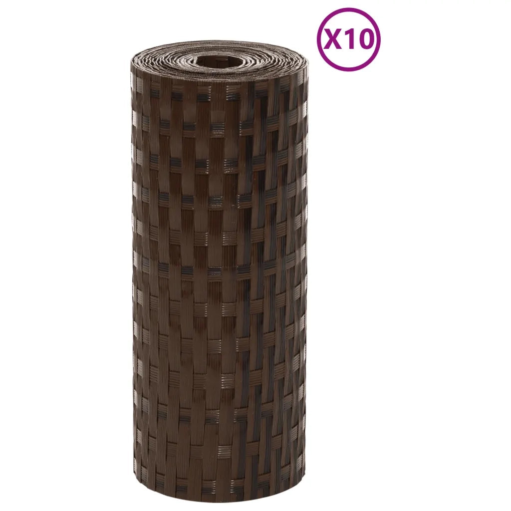 Schermi da Balcone 10 pz | Paravento Marrone e Nero 255x19 cm in Polyrattan