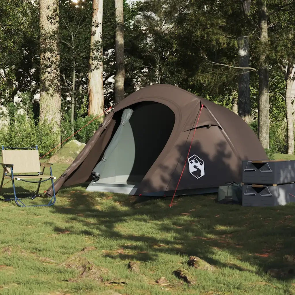 Tenda da Campeggio a Tunnel per 2 Persone Marrone Impermeabile 4009631
