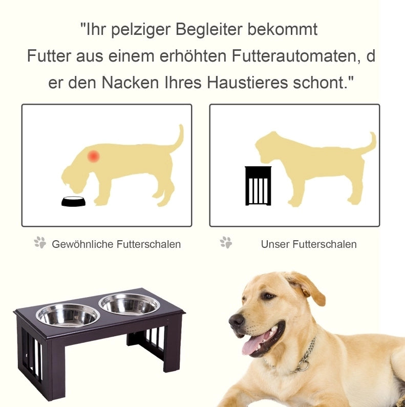 Stazione rialzata per ciotole per cani con struttura in MDF