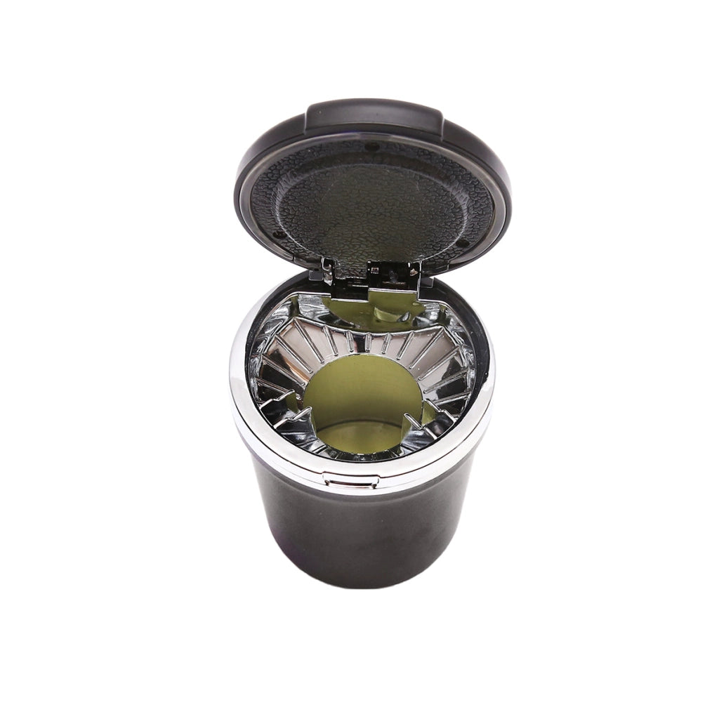 Posacenere universale per auto nero-argento con luce LED multicolore