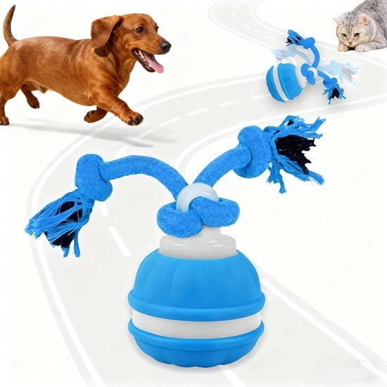 Giocattolo interattivo per cani - Ballo da tuffo interattivo - Giocattolo intelligente per cani - Ballo in gomma resistente e duraturo - Ballo rotolante attivo per cani di piccola e media taglia - 1 pezzo - Blu