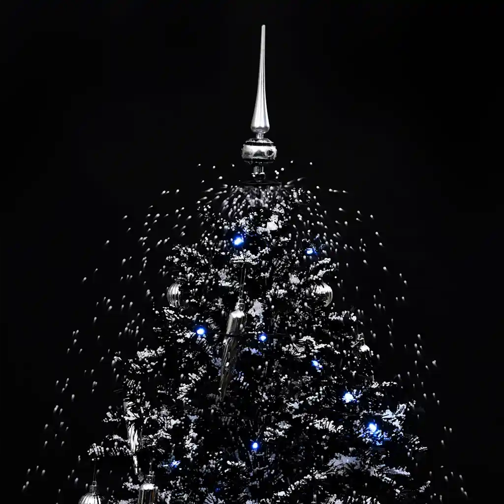 Albero di Natale con Nevicata e Base ad Ombrello Nero 170cm PVC 289933