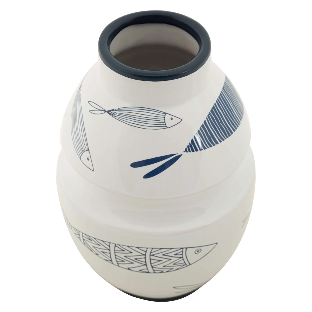 Aurel, Vaso Disegni con Pesci, Bianco