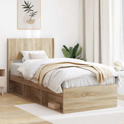 Struttura del letto con stoccaggio e testata-Giroletto con contenitore Rovere Sonoma 938437