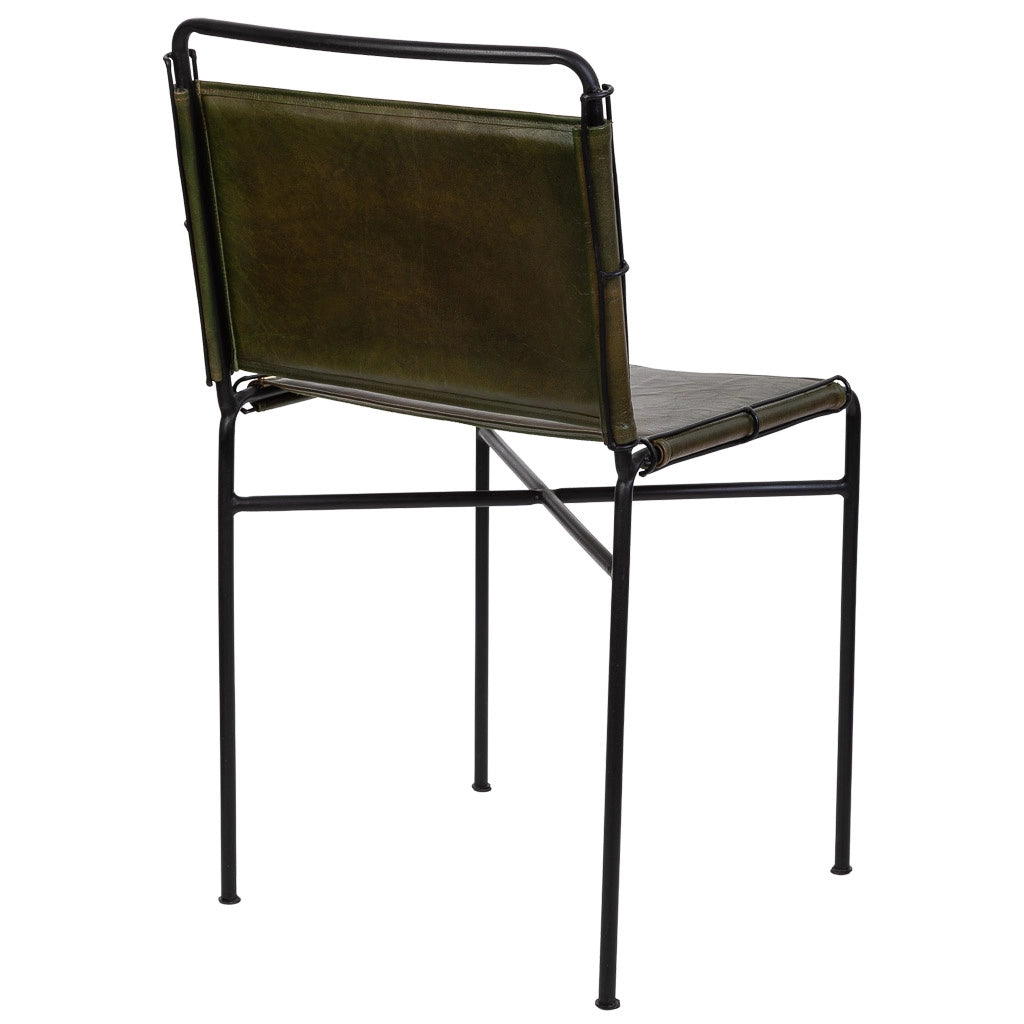 Sedia in metallo e pelle marrone 48x46x89