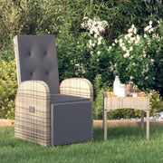 Sedie da Giardino Reclinabili e Cuscini Polyrattan Grigio