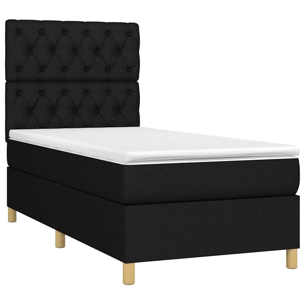 Letto a Molle con Materasso e LED-Struttura Letto con Materasso Nero 80x200 cm in Tessuto 280052