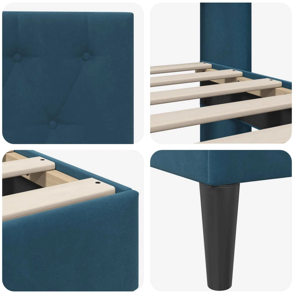 Struttura del letto con testiera-Giroletto Blu 140 x 200 cm Velluto 960058