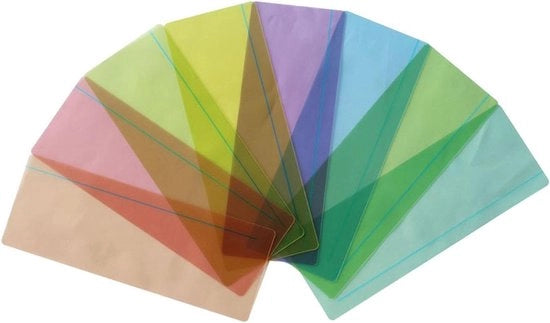 8 set di guide per fogli dei colori e overlay per dislessia