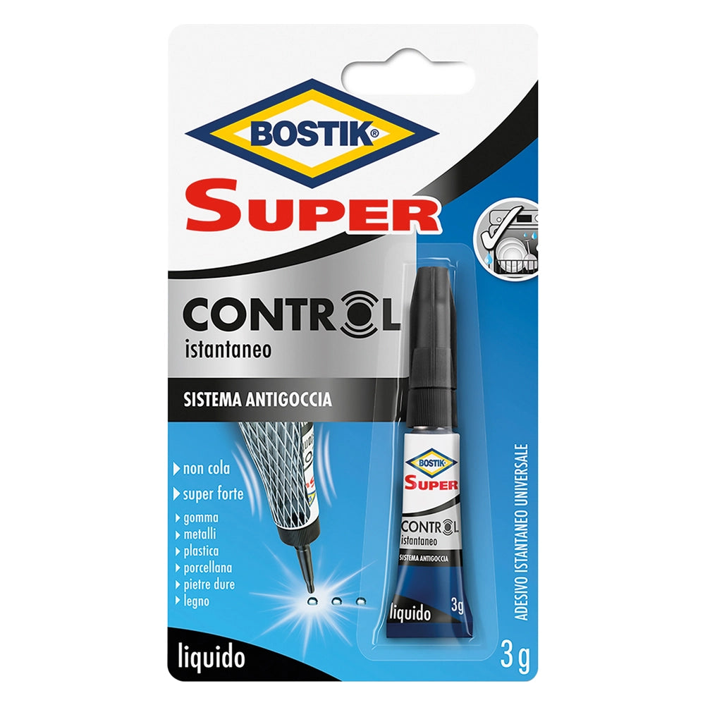 ADESIVO CIANOCRILATO 'SUPER CONTROL' gr. 3 - blister 2 pz- 24 blister  - BOSTIK