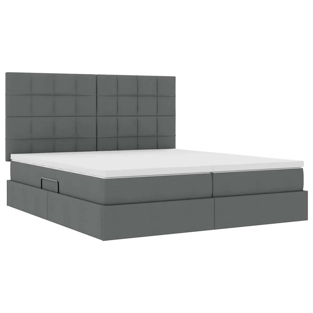 Letto con testiera Grigio scuro 200 x 200 cm Tessuto