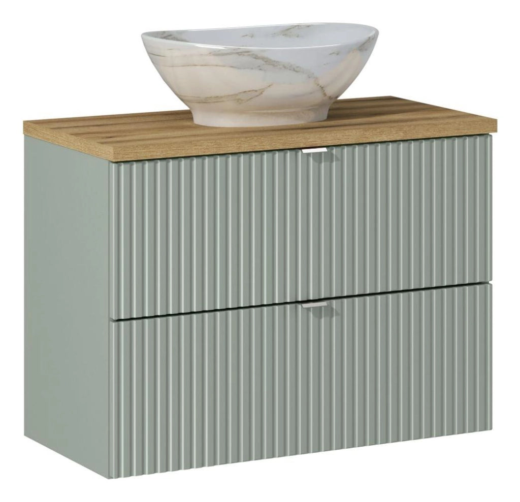 Set mobili bagno 80 cm con piano e lavabo da appoggio Pati Line Reed Green 80 cm