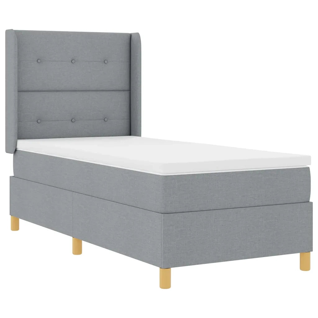 Letto a molle con materasso Grigio chiaro 140 x 190 cm Tessuto