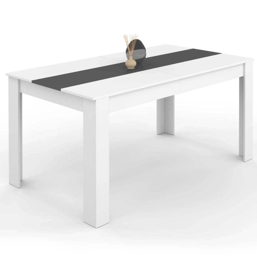 IDMarket - GEORGIA Tavolo da pranzo rettangolare bianco e grigio per 8 persone 160 x 80 cm