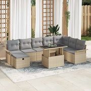Set Divano da Giardino con cuscino 9 pcs Beige Poly Rattan 3361029