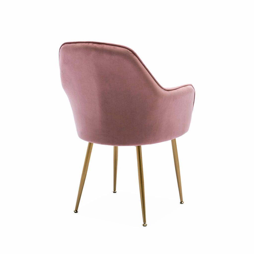 Poltrona in velluto con gambe in metallo, rosa antico