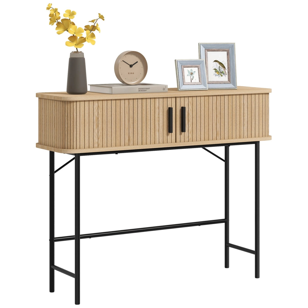 Tavolo console con ante scorrevoli ¨C Minimal ¨C quercia e nero