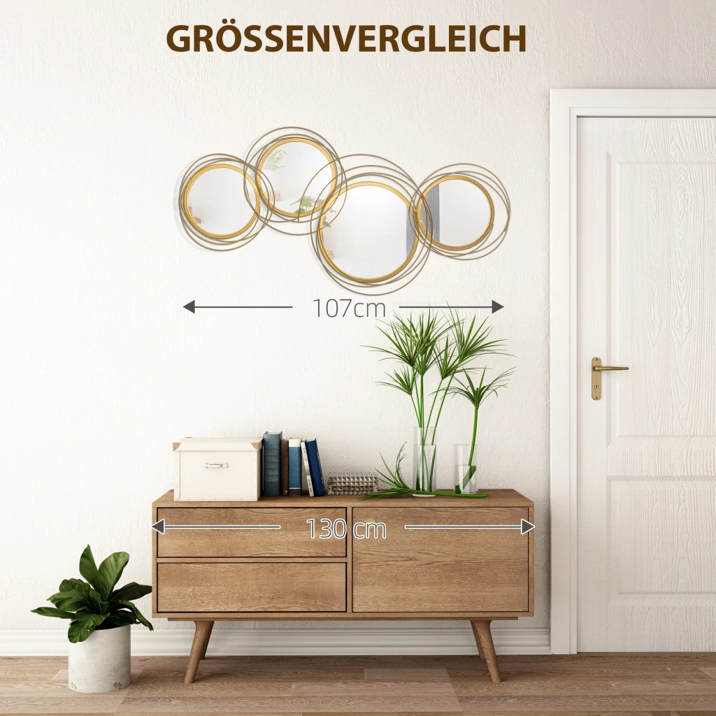 Set Specchi da Parete ¨C Xylo ¨C 4 Specchi Rotondi per Ingresso e Corridoio 107x4x56 cm