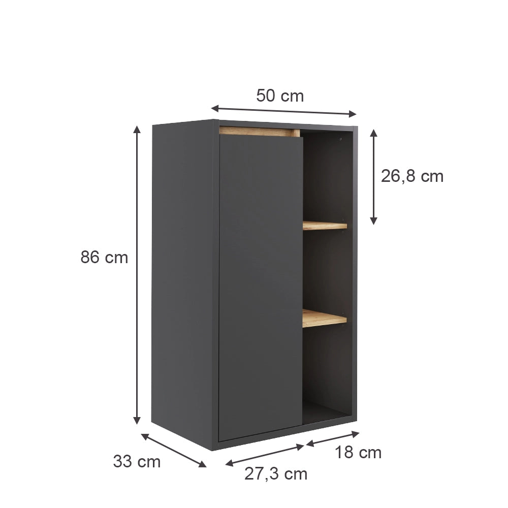 Vicco Mobiletto midi Grigio/Artisan 50 x 86 cm con ripiani aperti