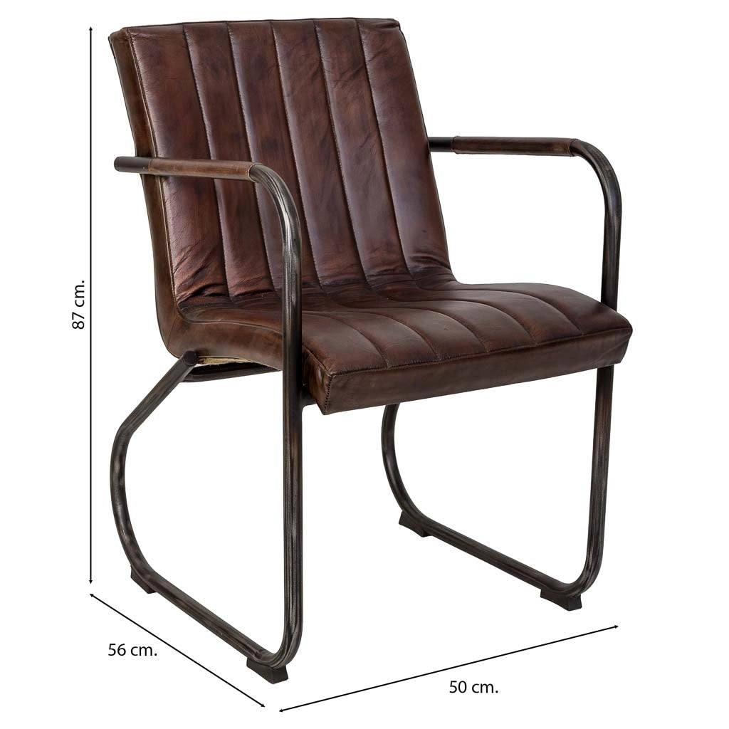 Poltrona in pelle marrone 50x56x87h cm