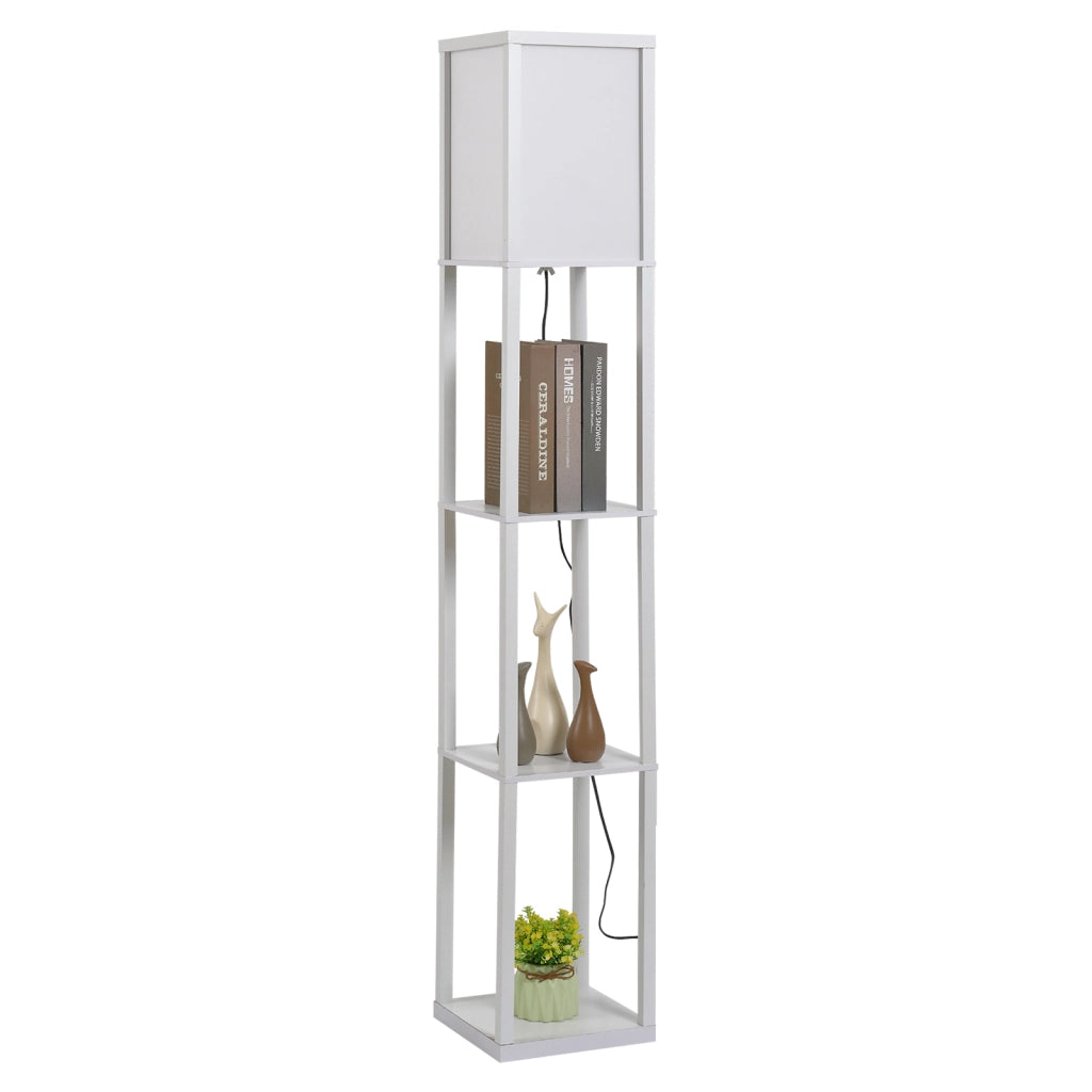 Libreria Lampada da Terra con Scaffale ¨C Minimal ¨C Bianco