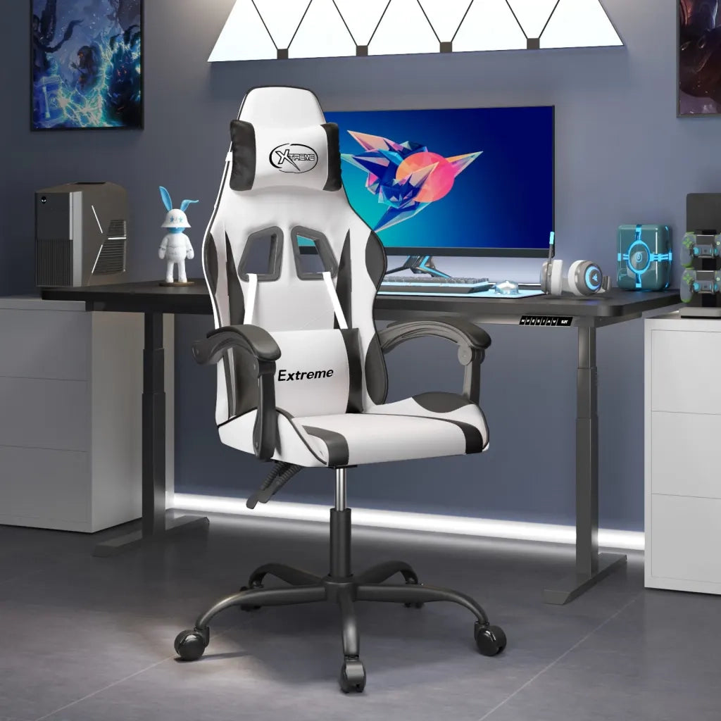 Sedia da Gaming Bianco e Nero in Similpelle 3143876