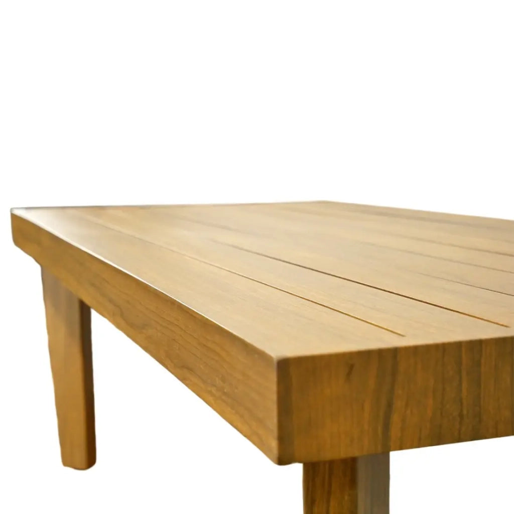 Salotto da giardino ALBORA 4 posti in alluminio effetto legno con cuscini beige e tavolino basso