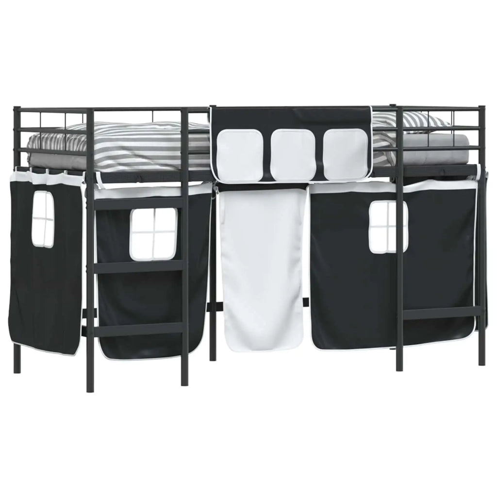 Struttura del Letto Loft per Bambini con Tendine-Giroletto per bambini Nero 307672