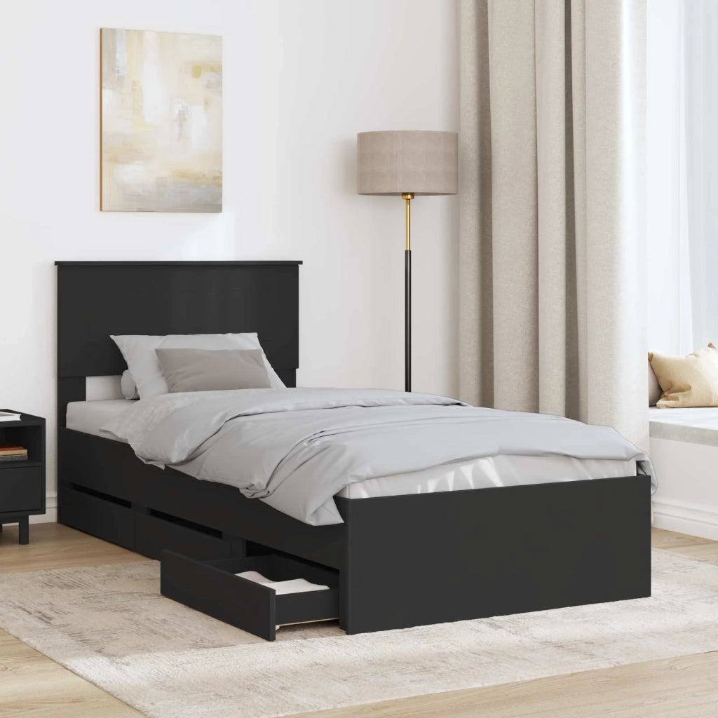 Struttura del letto Nero 75 x 190 cm Legno Ingegnerizzato