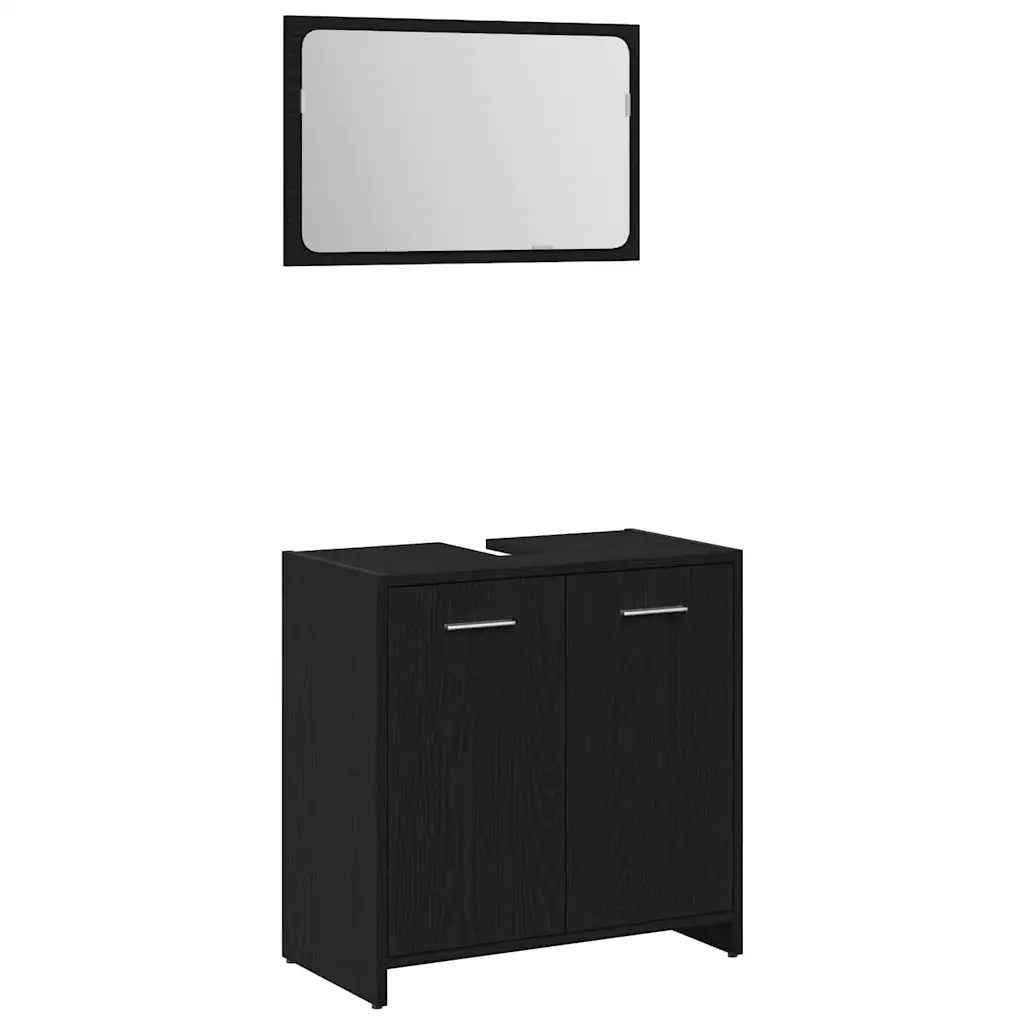 Set di mobili per il bagno 3 pcs Rovere Nero Legno multistrato 3332510