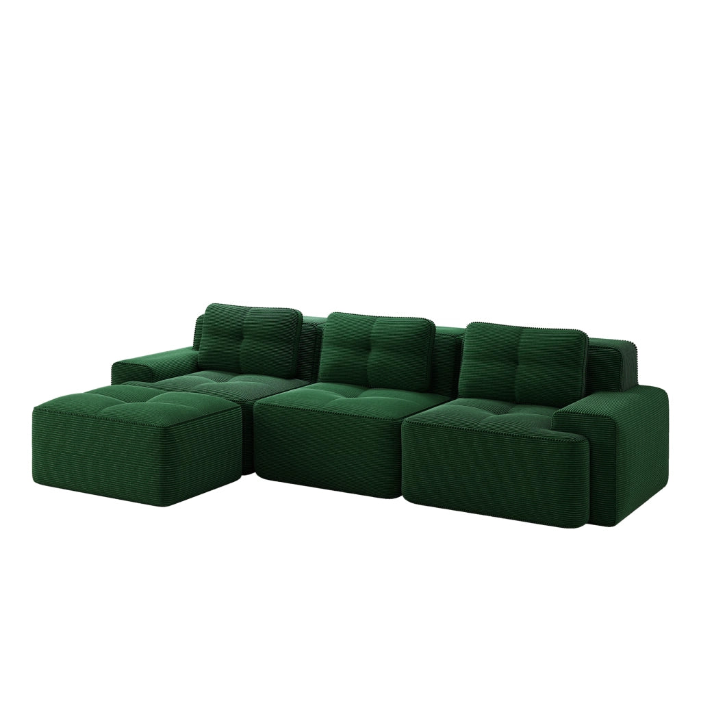 Divano modulare L Cloud Boneless - Zephmum- 3 posti in velluto a coste verde