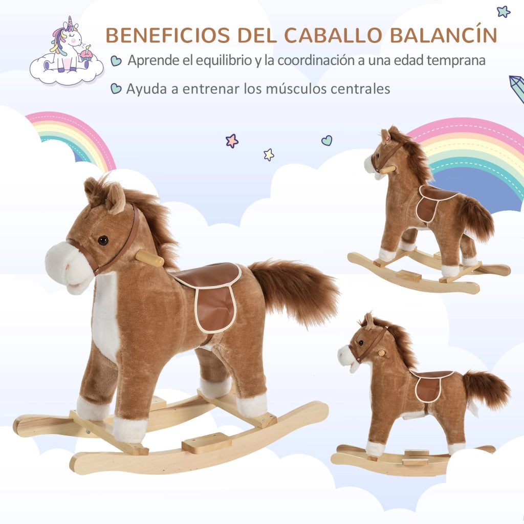 Cavallo Dondolo Peluche ¨C Minimal ¨C Marrone 65x32.5x61 cm