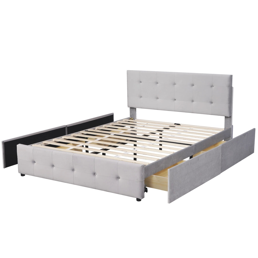 letto imbottito velluto grigio 140 x 200 cm