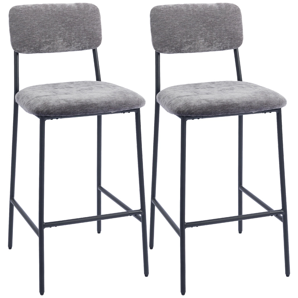 Sgabelli da Bar Imbottiti in Tessuto ¨C Zephmum ¨C 2 Pezzi Grigio 45.5x48x101cm