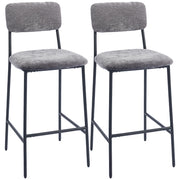 Sgabelli da Bar Imbottiti in Tessuto ¨C Zephmum ¨C 2 Pezzi Grigio 45.5x48x101cm