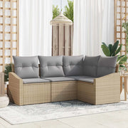 Set di divani con cuscino 4 pcs Beige polyrattan