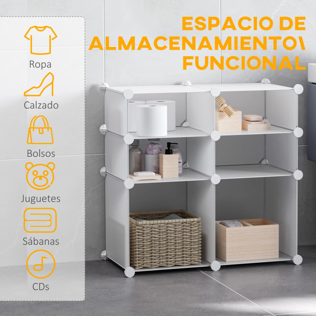 Armadio modulare in plastica con ante ¨C Xylo ¨C 6 cubi bianco