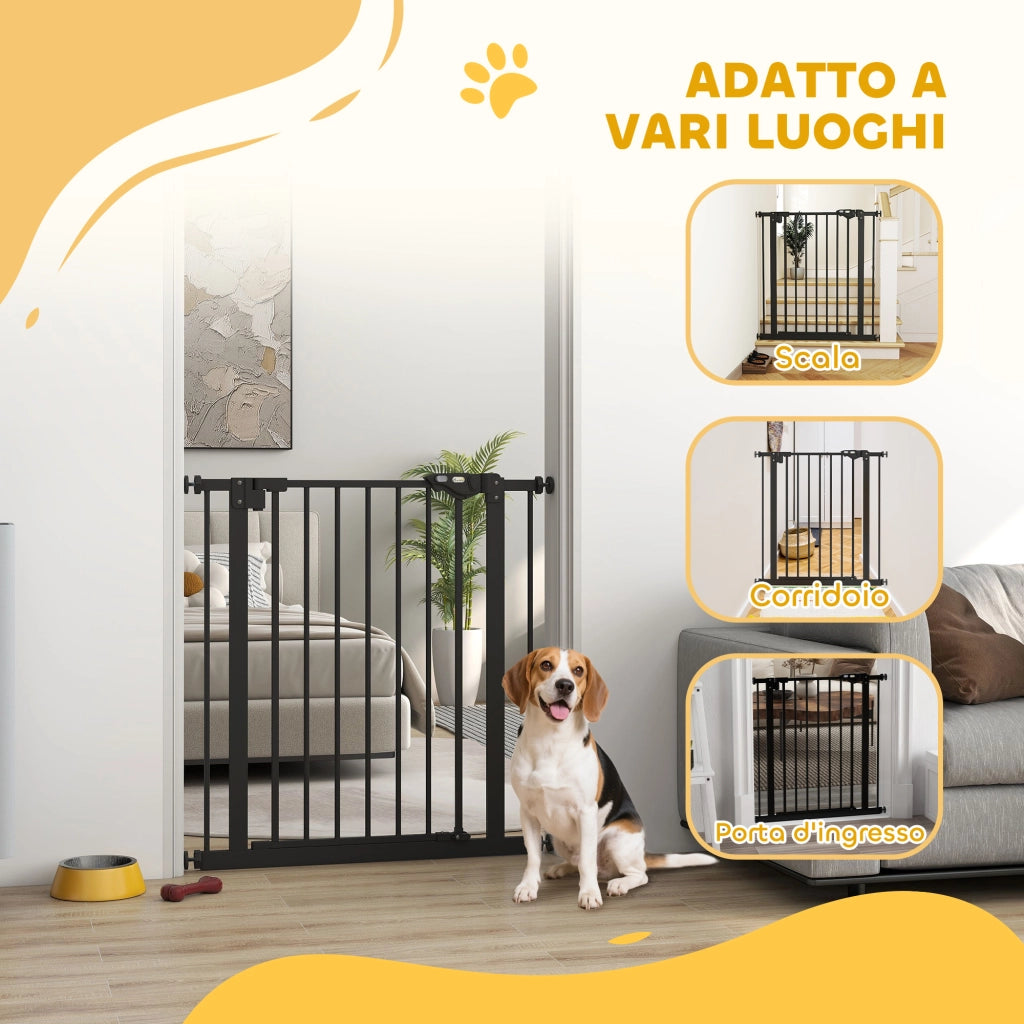 Cancelletto di Sicurezza per Cani e Animali ¨C Xylo ¨C Chiusura Automatica Nero 68x77 cm