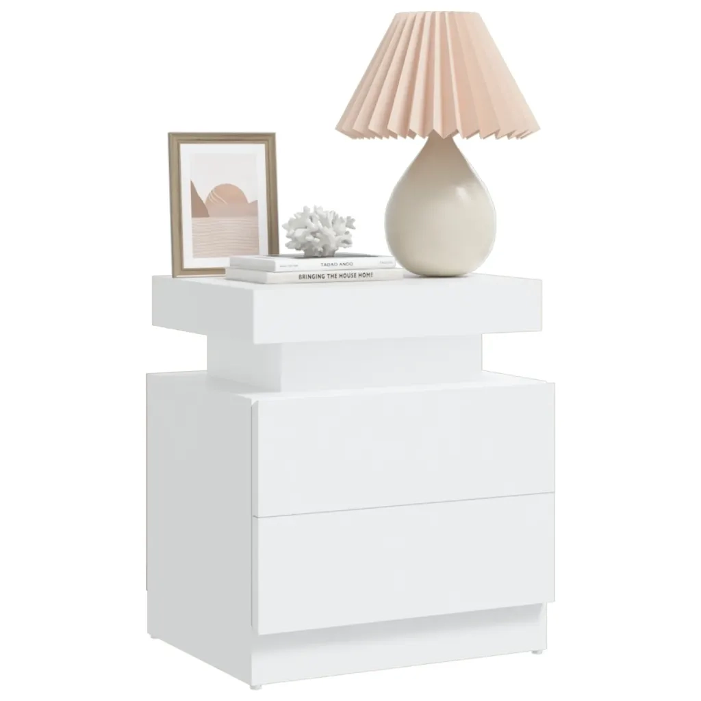 Comodino Bianco 45x35x52 cm in Legno Multistrato 326849