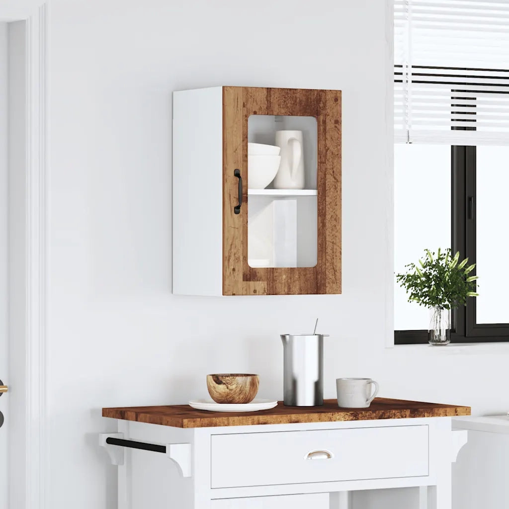 Pensile da Cucina con Porta in Vetro Lucca Legno Antico 853775