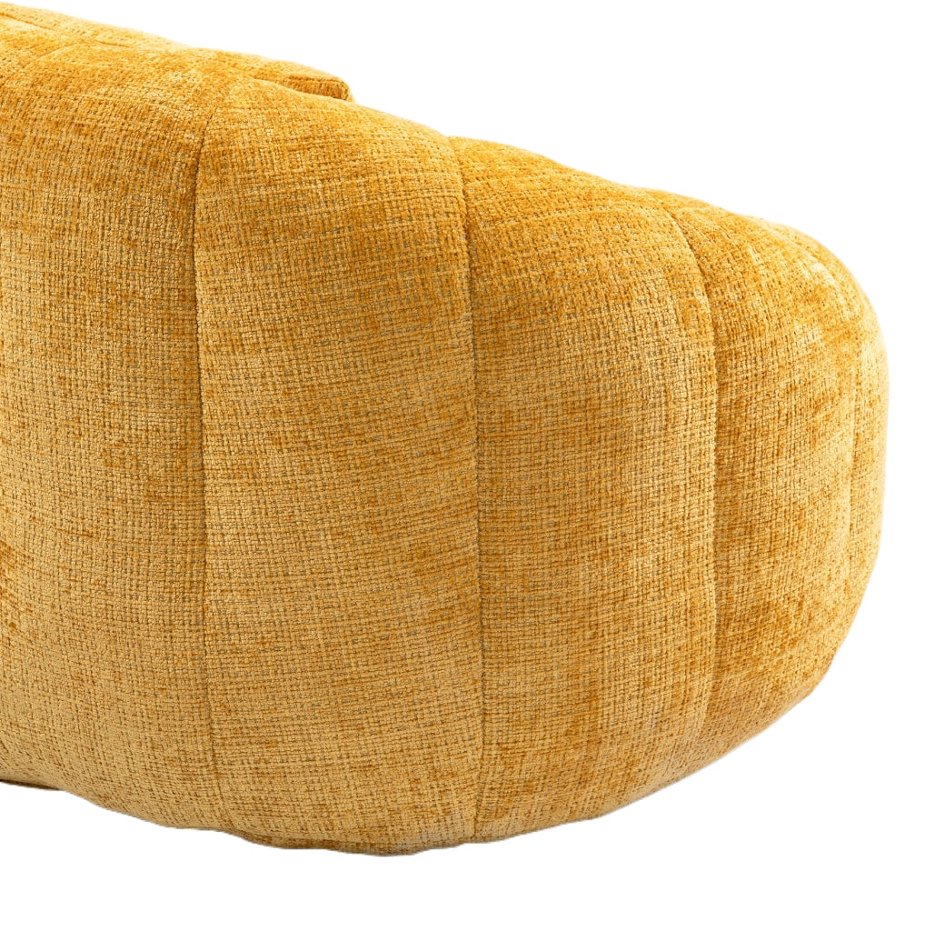 Pouf letto 150x95x63 cm con schienale e braccioli in chenille giallo